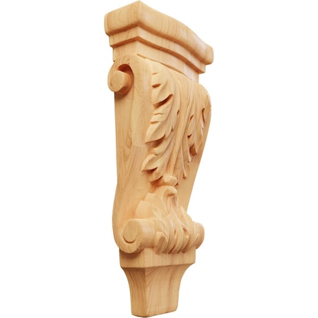Ekena Millwork 4 3/4"W x 1 3/4"D x 10"H Small Acanthus Pilaster Wood Corbel, Red Oak CORW05X02X10PARO